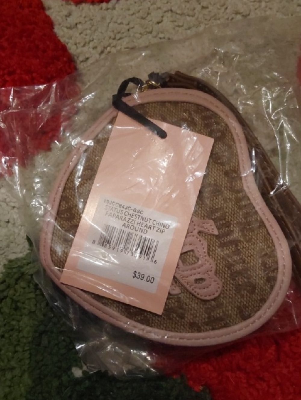 Heart-Shaped Mini Coin Purse with Pink Trim MAKE OFfER